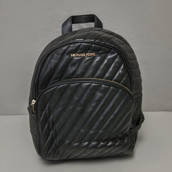 Michael Kors Black Quilted Backpack with Gold Accents NWOT - Picture 1 of 12
